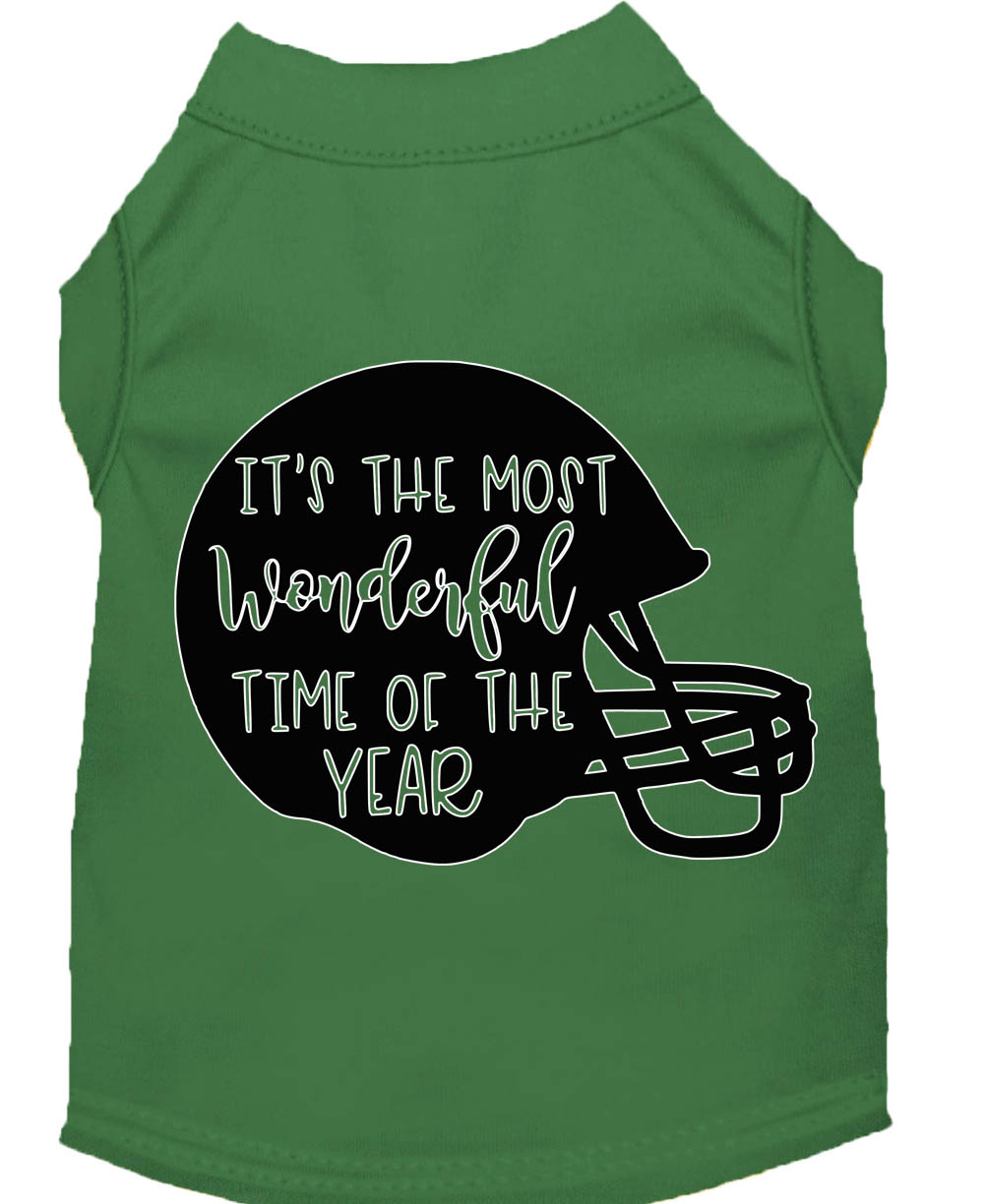 Most Wonderful Time of the Year (Football) Screen Print Dog Shirt Green XL